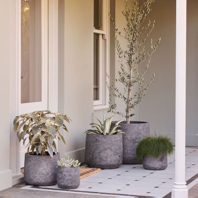 Modstone Cylinder Pot Grey Pietra
