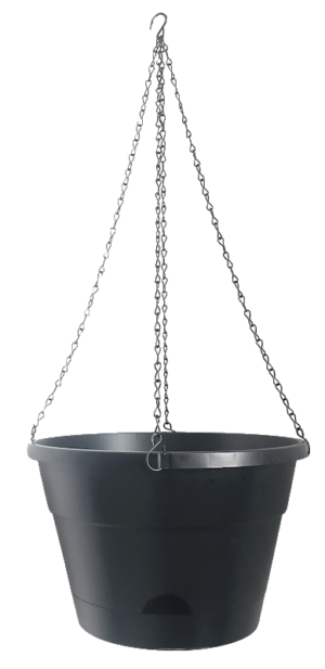 LEONARD Self Watering Hanging Basket Black 33cm