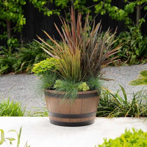 Whisky Barrel Planter WALNUT 64cm