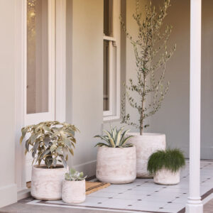Modstone Cylinder Pot White Pietra [Sz:Small]