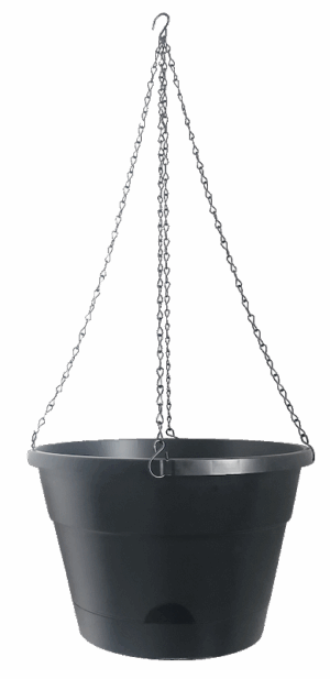 LEONARD Self Watering Hanging Basket Black 33cm