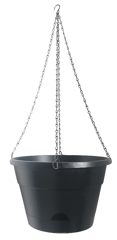 LEONARD Self Watering Hanging Basket Black 33cm