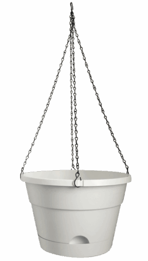 LEONARD Self Watering Hanging Basket White 33cm