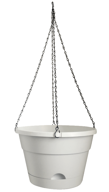 LEONARD Self Watering Hanging Basket White 33cm