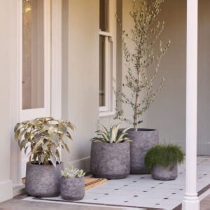 Modstone Cylinder Pot Grey Pietra [Sz:Small]
