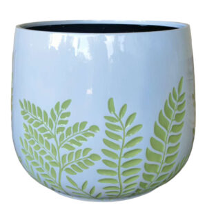 BUNGE Fern Pot White/Sage [Sz:Small]