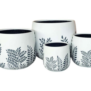 BUNGE Fern Pot White/Grey [Sz:Small]