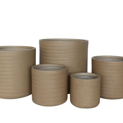 urbanLITE Bamboo Cylinder Pot Sandy Beach