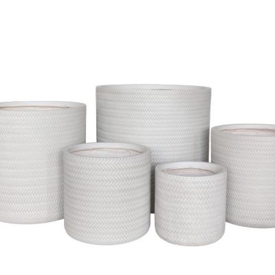 urbanLITE Bamboo Cylinder Pot White
